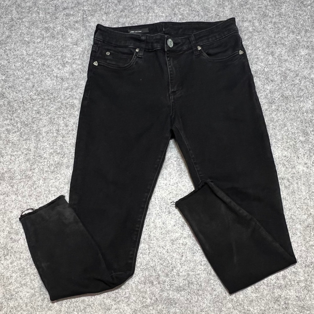 KUT from the Kloth Carlo Ankle Skinny Jeans Black Raw Hem Size 4 Womens